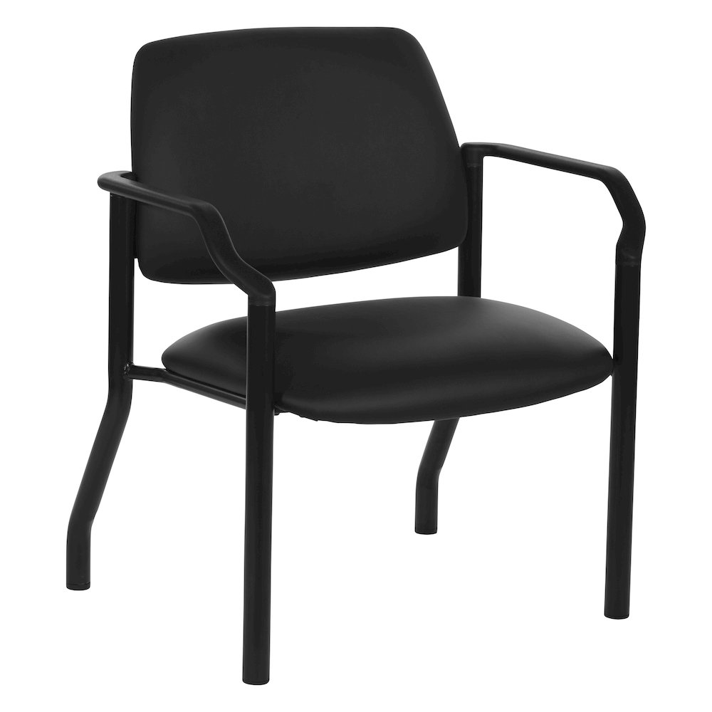 Big & Tall Guest Chair in Dillon Black Fabric with PU Arms and Black Metal Frame