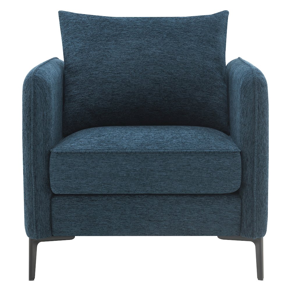 Newhaven Accent Chair in Navy Green Fabric with Black Metal Legs