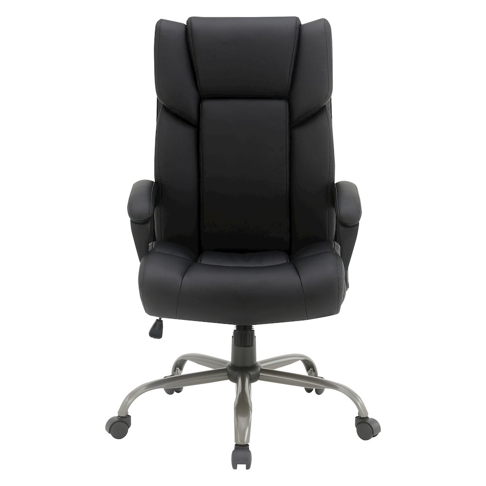 High-Back in Black Faux Leather Executive Chair with Padded Arms