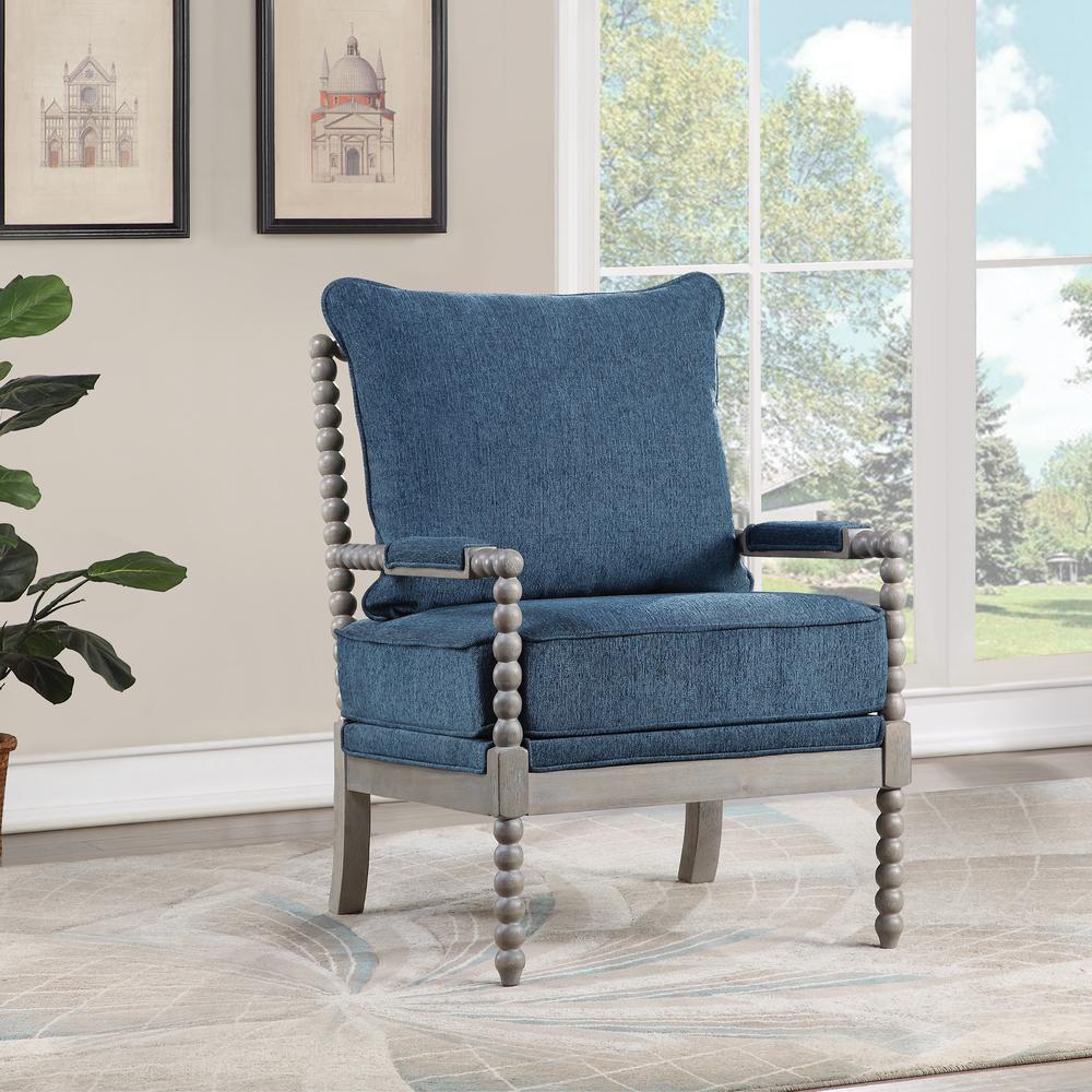 Abbott Chair in Azure Fabric with Brushed Grey Base K/D