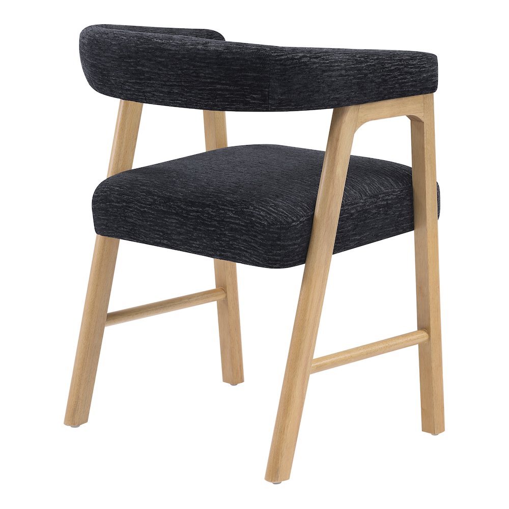 Kayley Dining Chair in Black Fabric with Natural Wood Finish 2-Pack