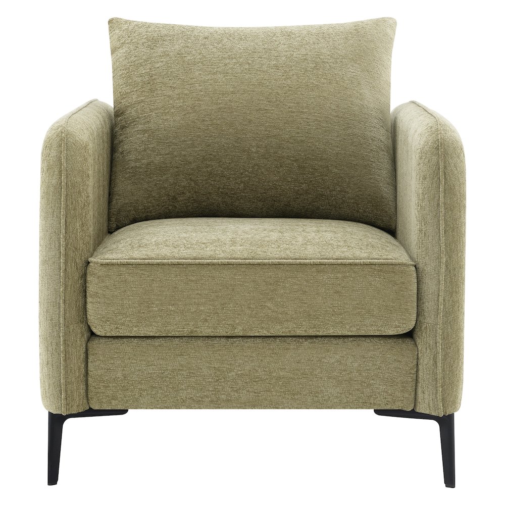 Newhaven Accent Chair in Sea Green Fabric with Black Metal Legs