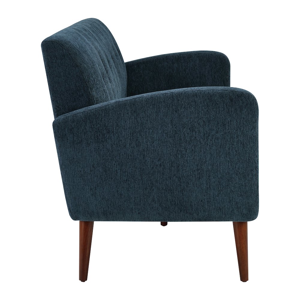 Lake Meadows Sofa in Navy Fabric with Espresso Legs