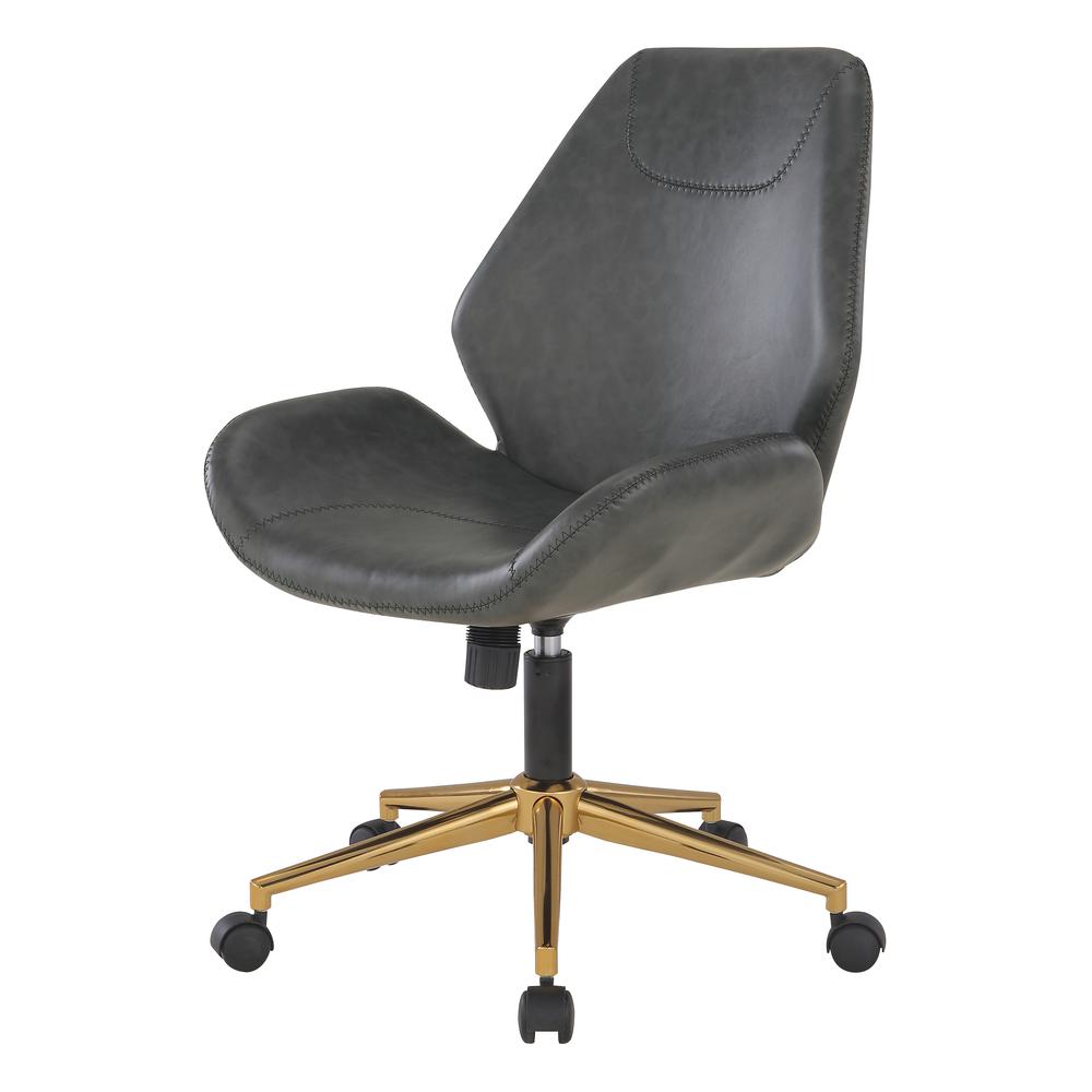 Reseda Office Chair in Black Faux Leather with Gold Base