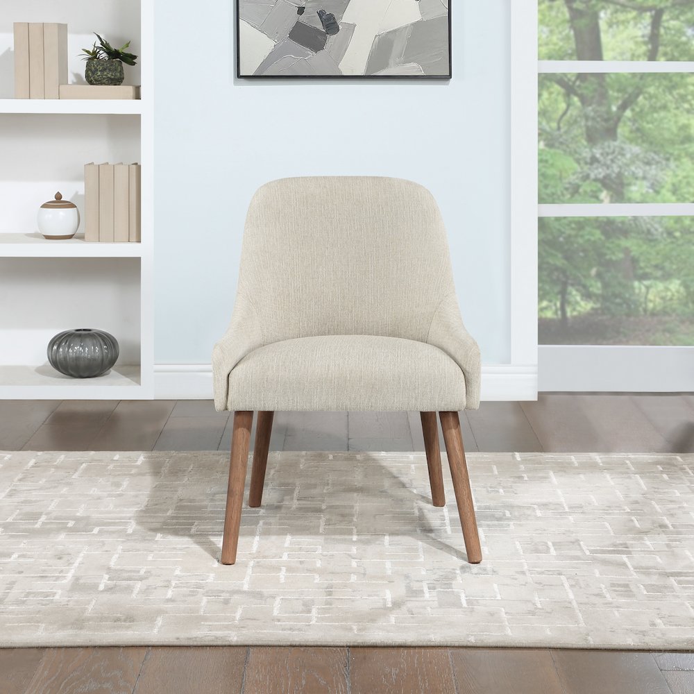 Kaylen Dining Chair 2-Pack in Linen Fabric with Medium Oak Legs
