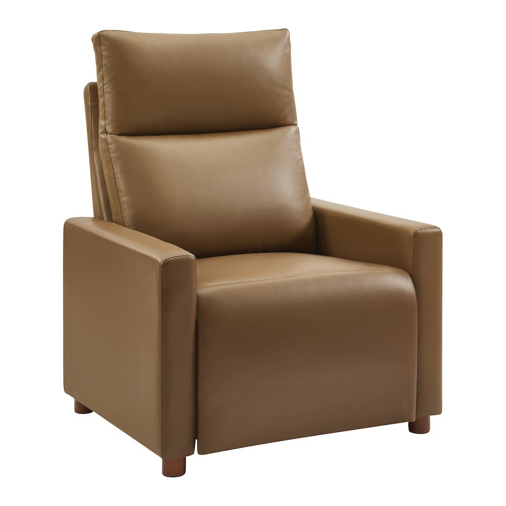 Vincent Pushback Recliner in Faux Leather Saddle Fabric