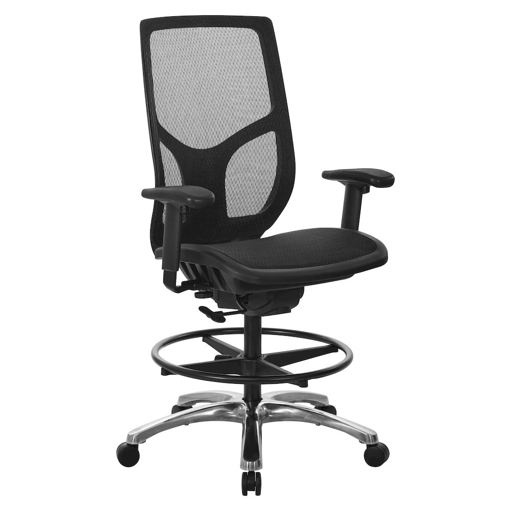 ProGrid Mesh Back Drafting Chair with Black Mesh Seat