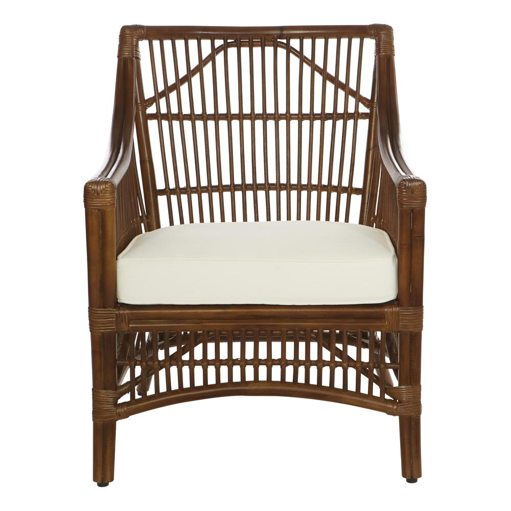 Maui Chair with Cream Cushion and Brown Washed Rattan Frame