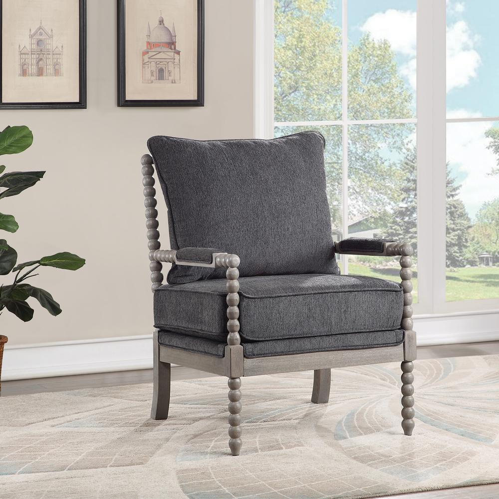 Abbott Chair in Charcoal Fabric with Brushed Grey Base K/D
