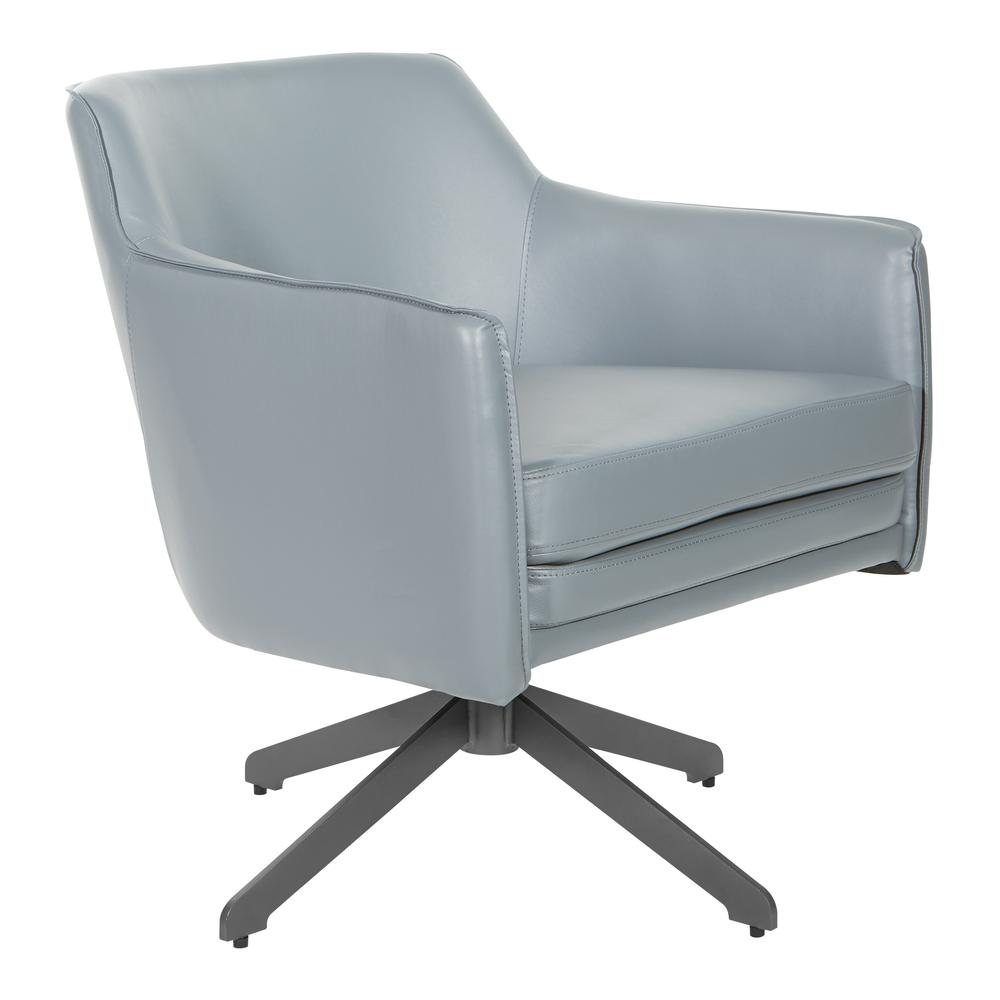 Faux Leather Guest Chair in Charcoal Grey Faux Leather with Black Base