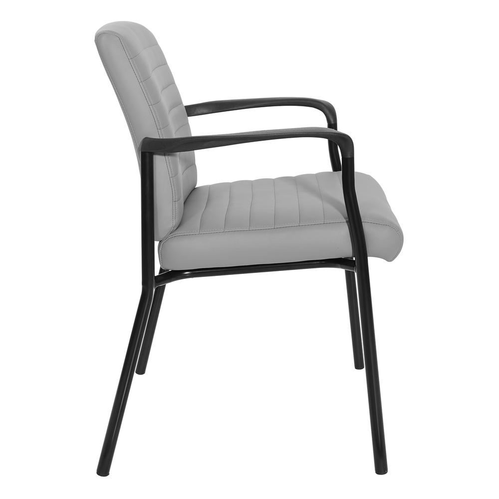 Guest Chair in Charcoal Grey Faux Leather with Black Frame