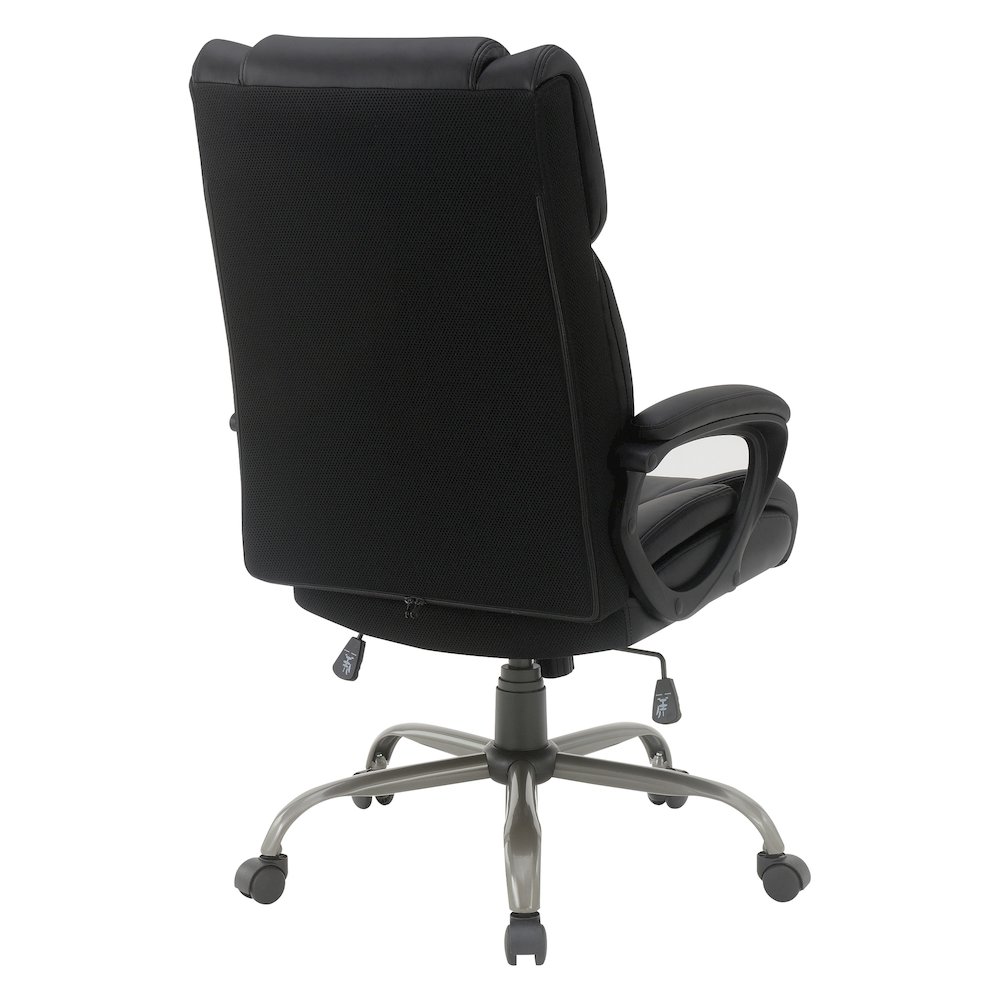 High-Back in Black Faux Leather Executive Chair with Padded Arms