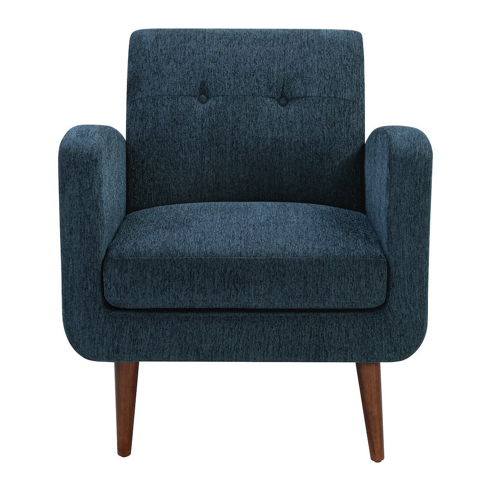 Lake Meadows Arm Chair in Navy Fabric with Espresso Legs