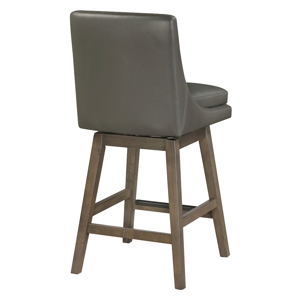 Allingham 27″ Swivel Counter Stool with Grey Legs in Pewter Faux Leather
