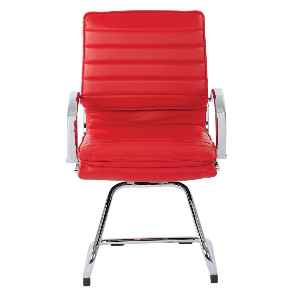 Guest Faux Leather Chair with Chrome Base and Includes Removable Arm Sleeves