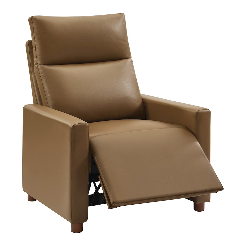 Vincent Pushback Recliner in Faux Leather Saddle Fabric