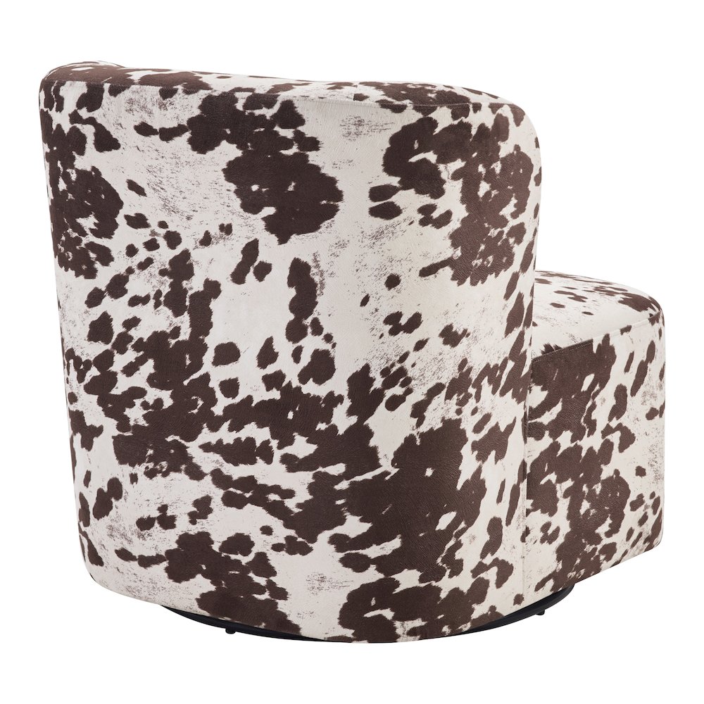 Lucia Swivel Chair in Brown Cow Fabric