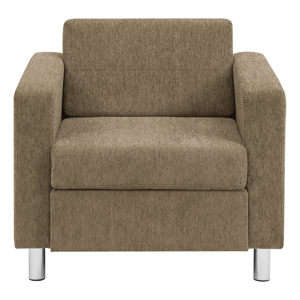 Pacific Armchair in Taupe Fabric with Chrome Legs