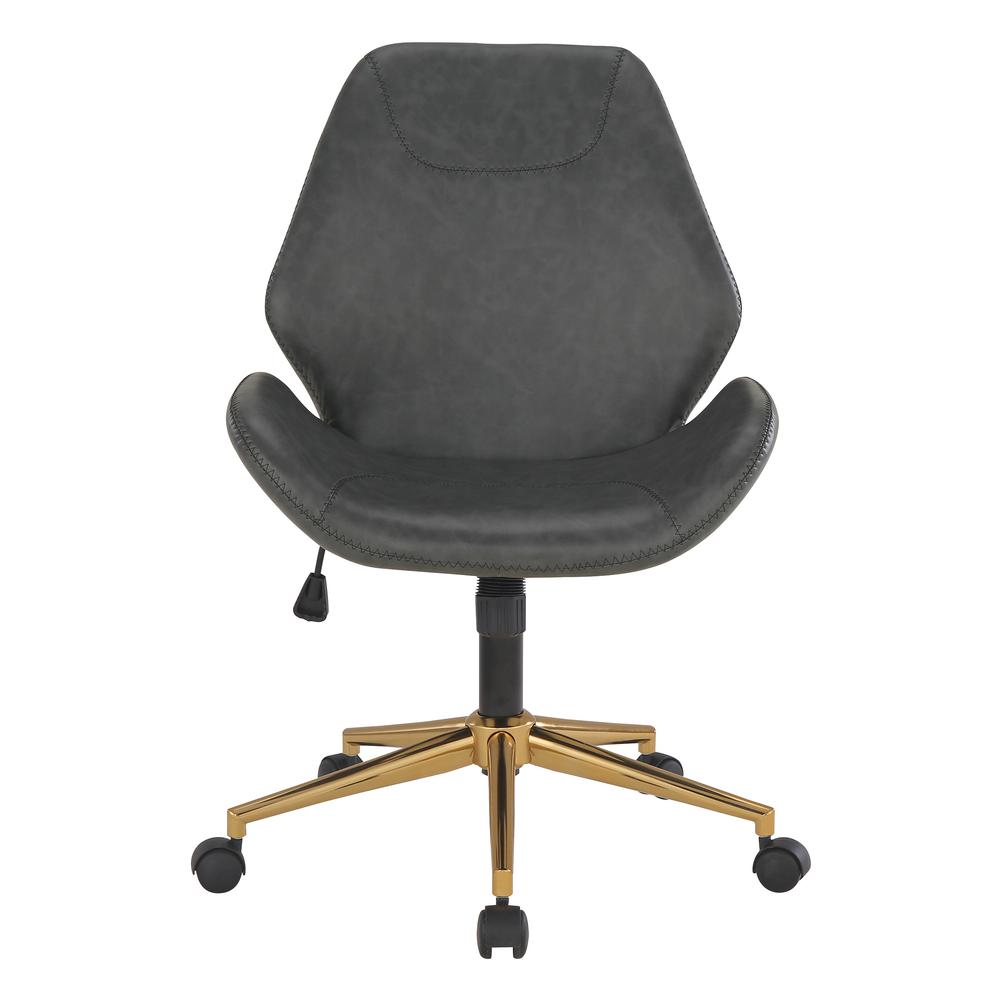 Reseda Office Chair in Black Faux Leather with Gold Base