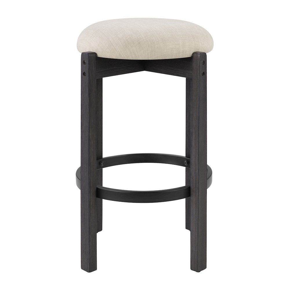 Melissa 26″ Counter Stools 2-Pack With Cream Fabric Seat and Black Finish Wood