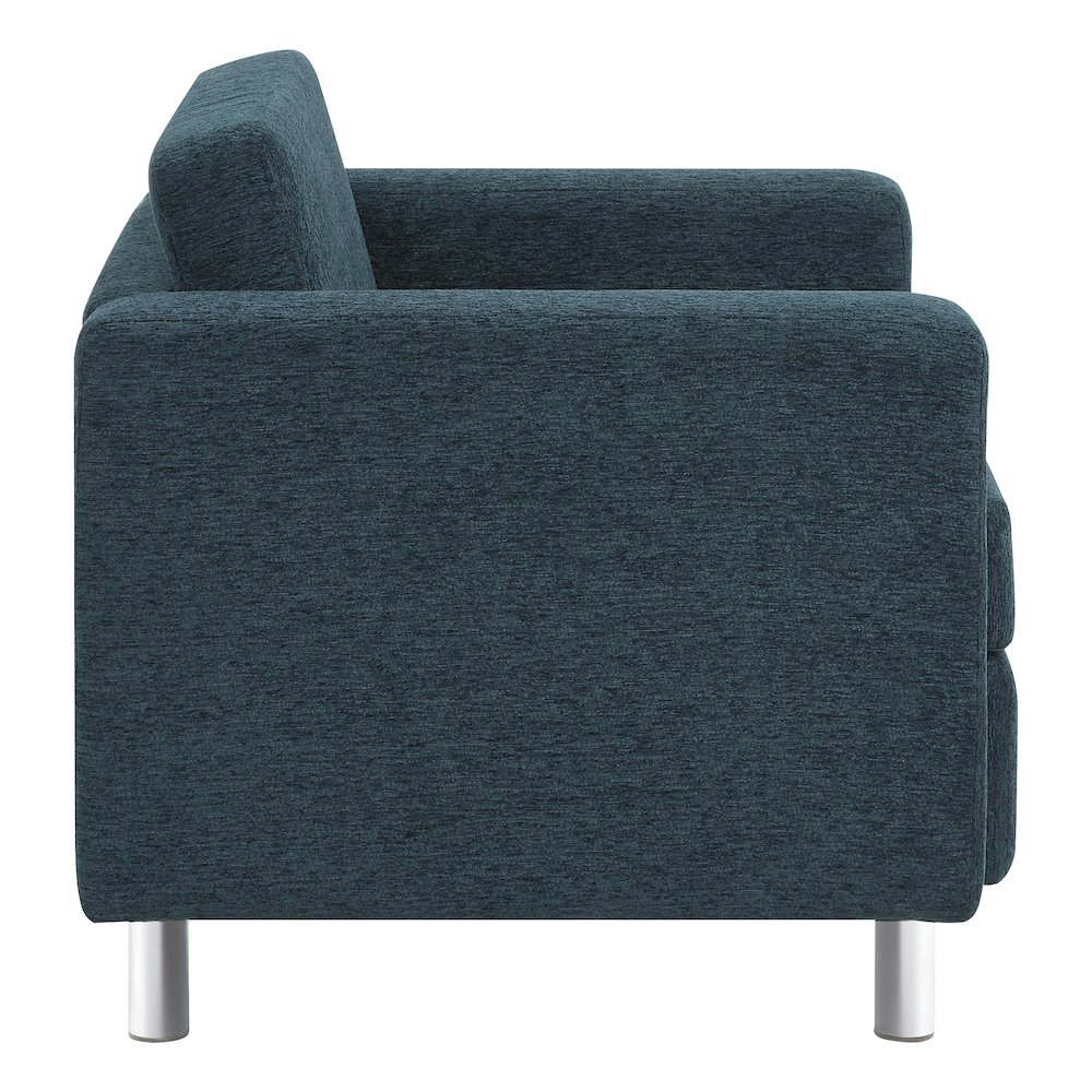 Pacific Armchair in Navy Fabric with Chrome Legs