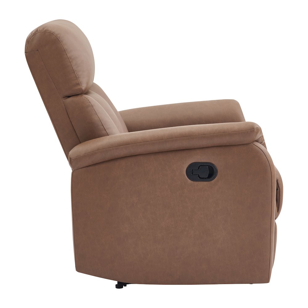 Carillo Pushback Recliner in Saddle Brown Faux Leather