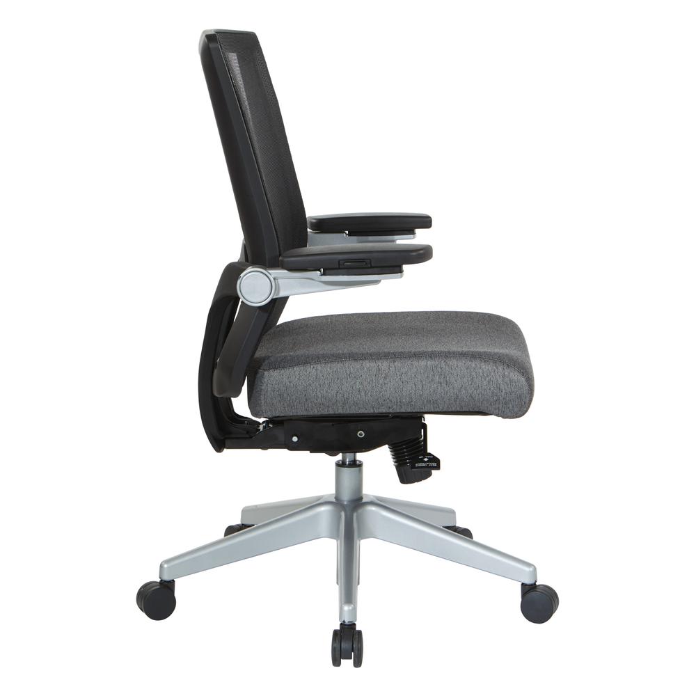 Manager’s Chair with Breathable Mesh Back and Charcoal Fabric Seat with a Silver Base.