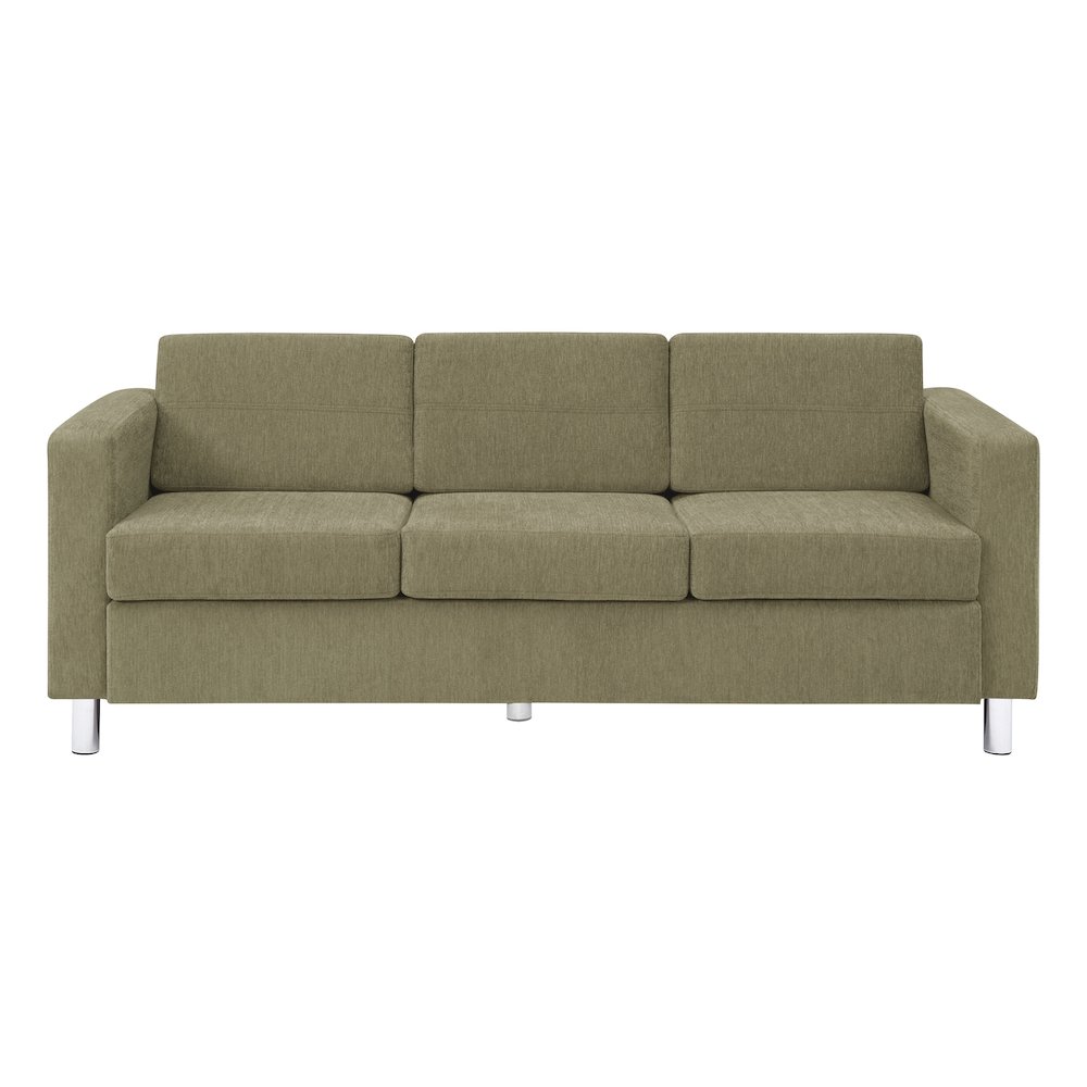 Pacific Sofa in Sea Green Fabric with Chrome Legs
