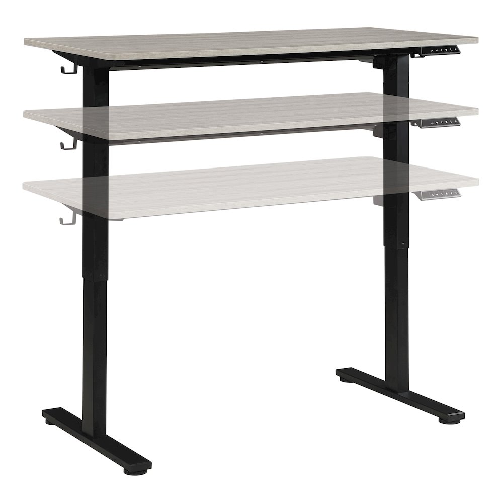 Primo 48″W Sit to Stand Electric Height Adjustable Desk With Light Grey Top