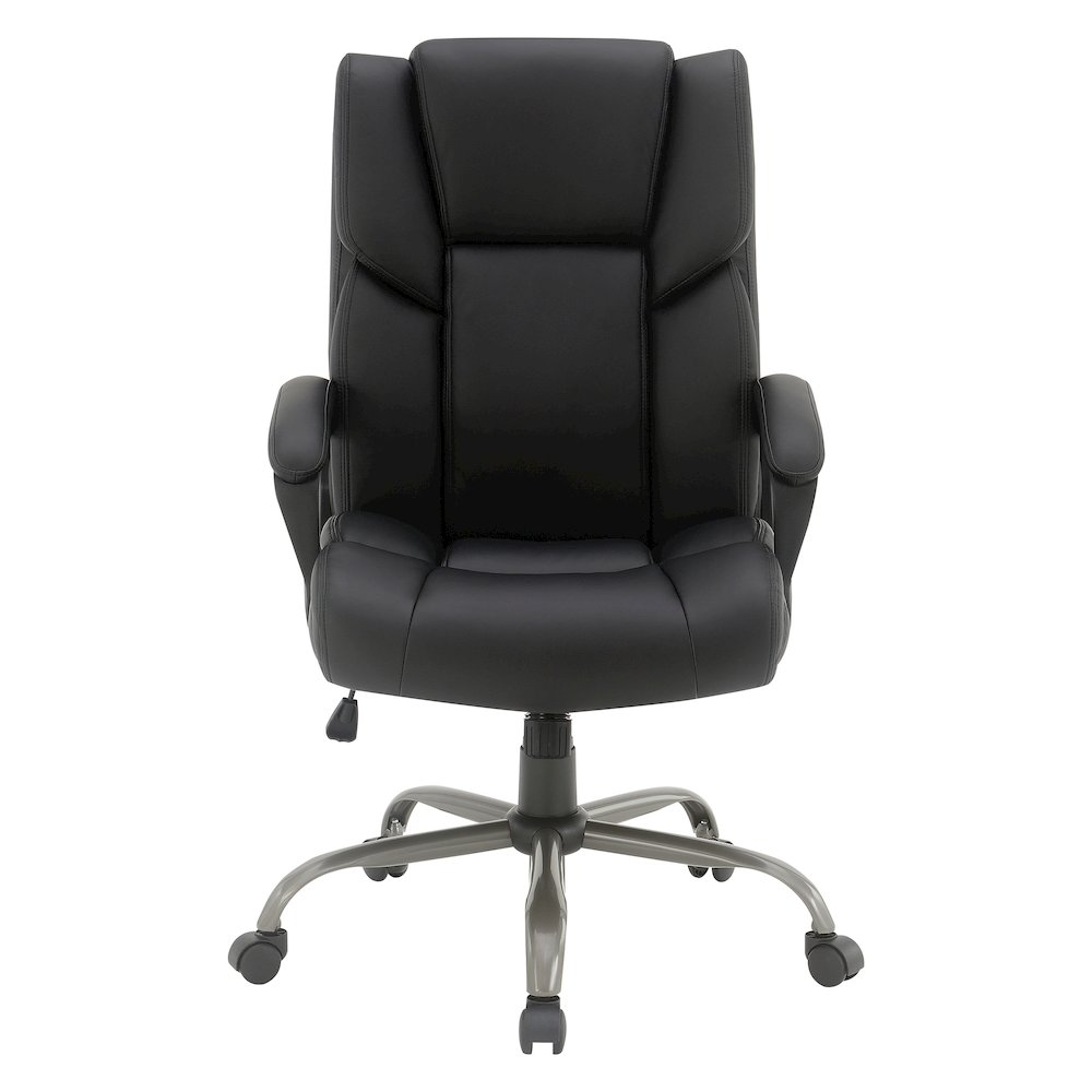 Mid-Back in Black Faux Leather Executive Chair with Padded Arms