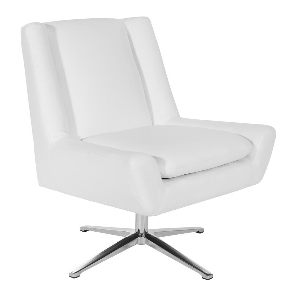 Guest Chair in White Faux Leather and Aluminum Base