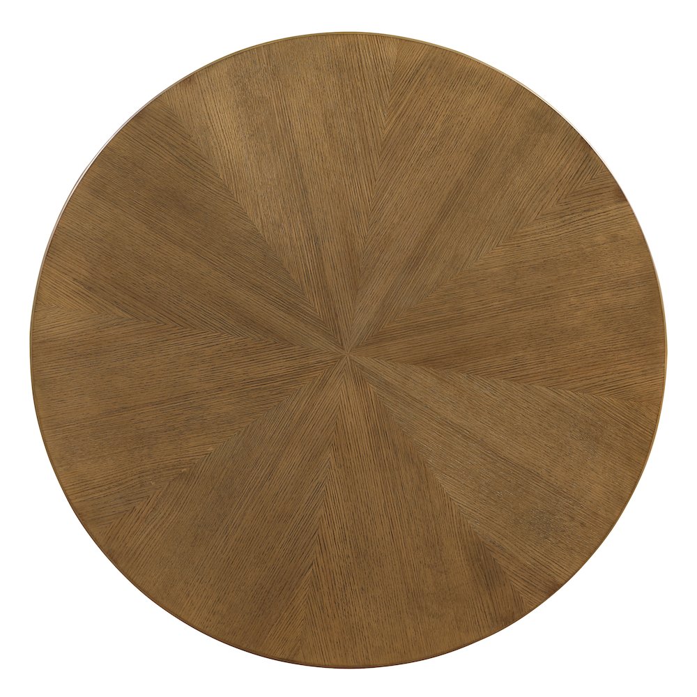 Jada 48″ Round Dining Pedestal Table in Oak Finish Wood.