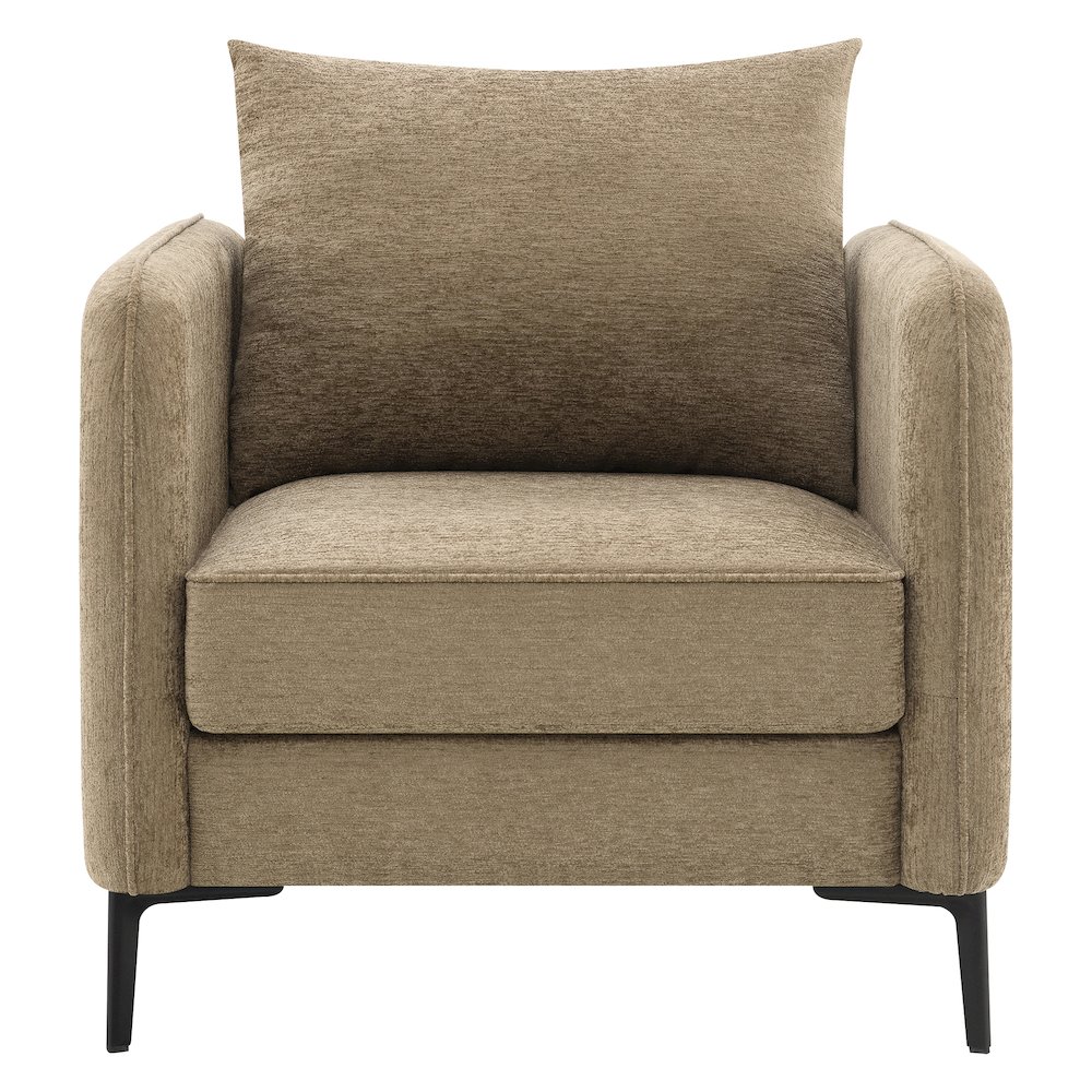 Newhaven Accent Chair in Taupe Fabric with Black Metal Legs