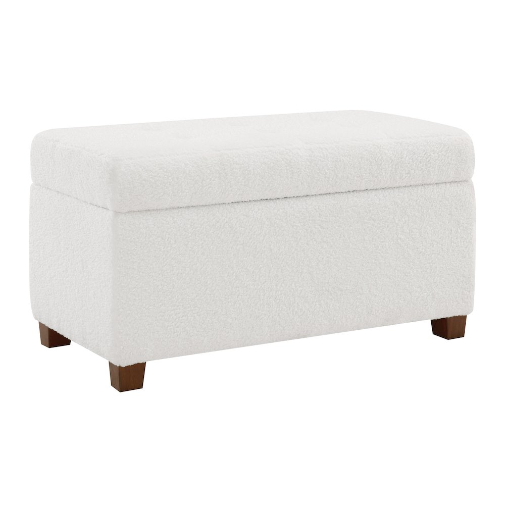 Metro Storage Ottoman in Ivory Sherpa Fabric