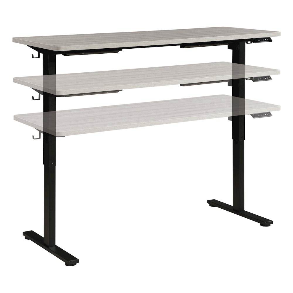 Primo 59″W Sit to Stand Electric Height Adjustable Desk With Light Grey Top