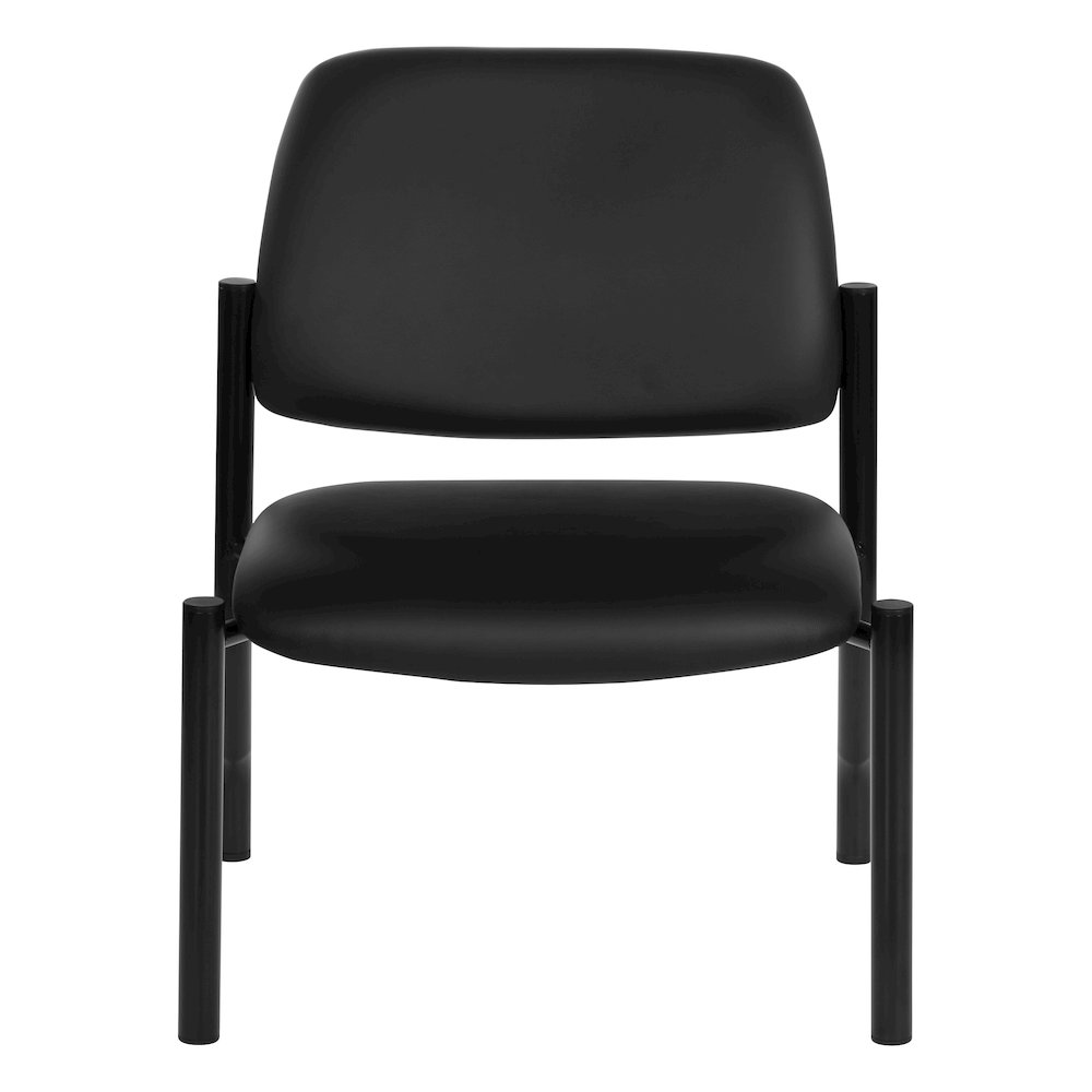 Big & Tall Armless Guest Chair in Black Faux Leather with Black Metal Frame