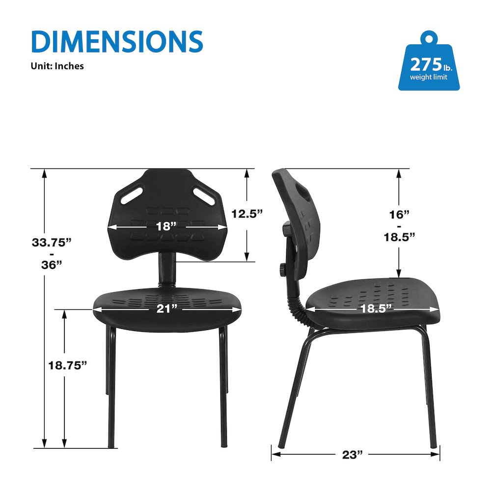 Black Self Skinned Urethane Armless Guest Chair in Black Finish Frame