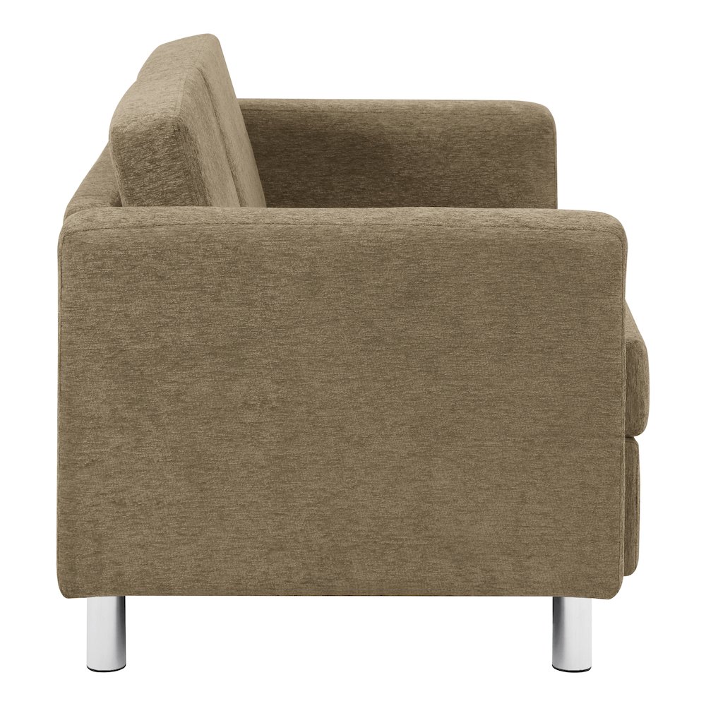 Pacific Loveseat in Taupe Fabric with Chrome Legs