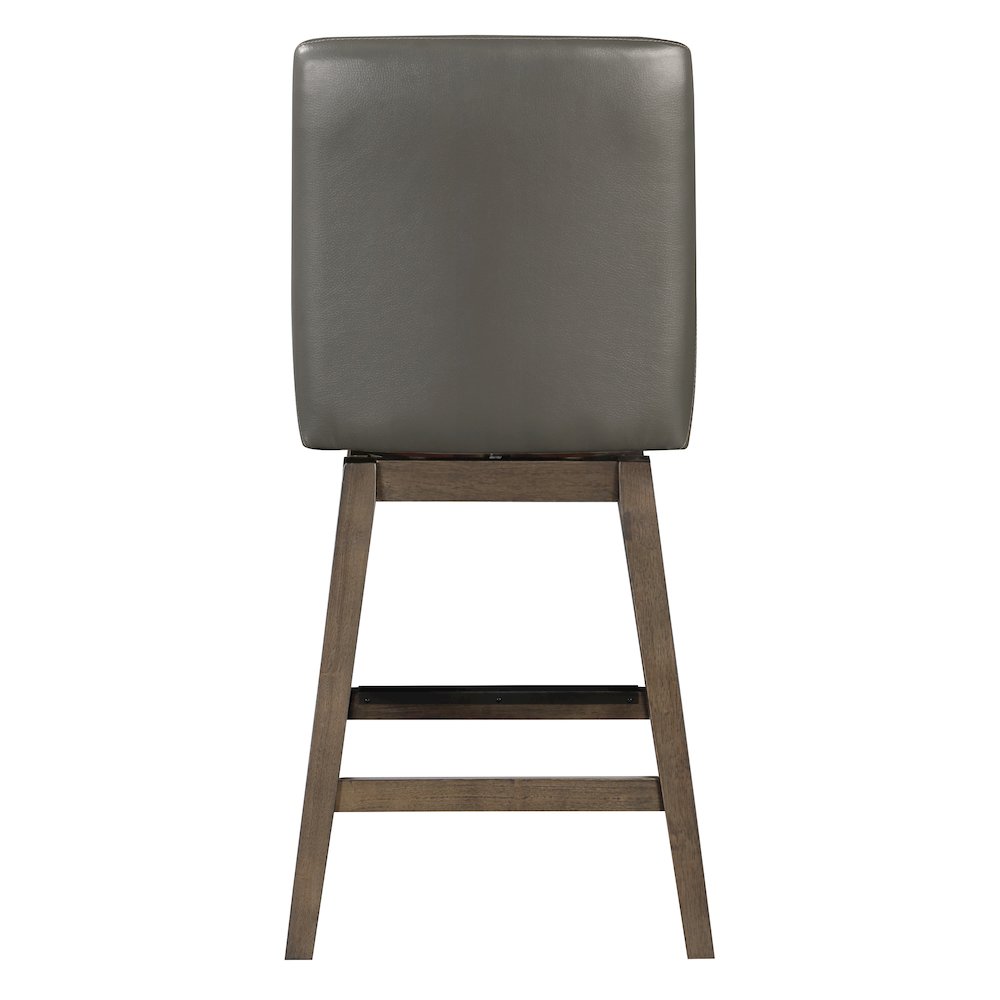 Allingham 27″ Swivel Counter Stool with Grey Legs in Pewter Faux Leather