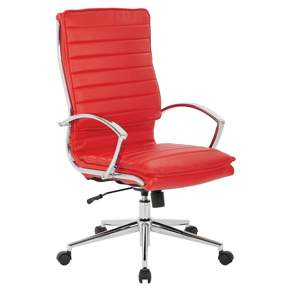 High Back Manager’s Faux Leather Chair with Chrome Base