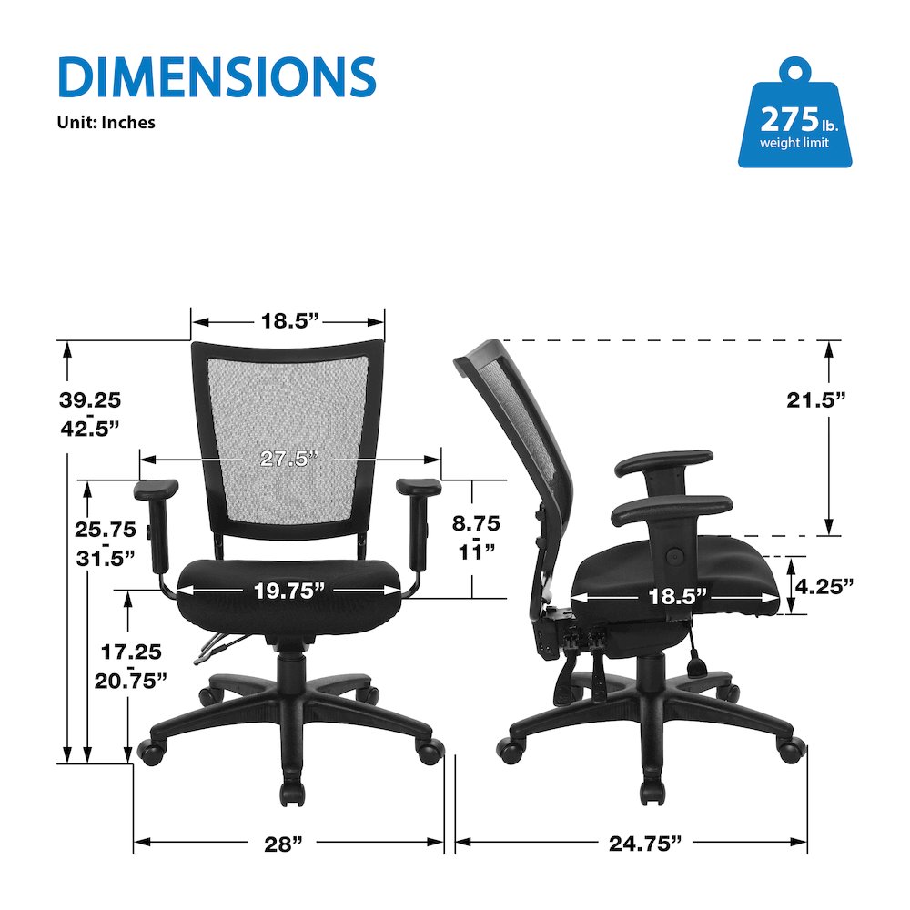 Soft Frame Task Chair Mesh Back in Coal Freeflex Fabric Seat in Black Base
