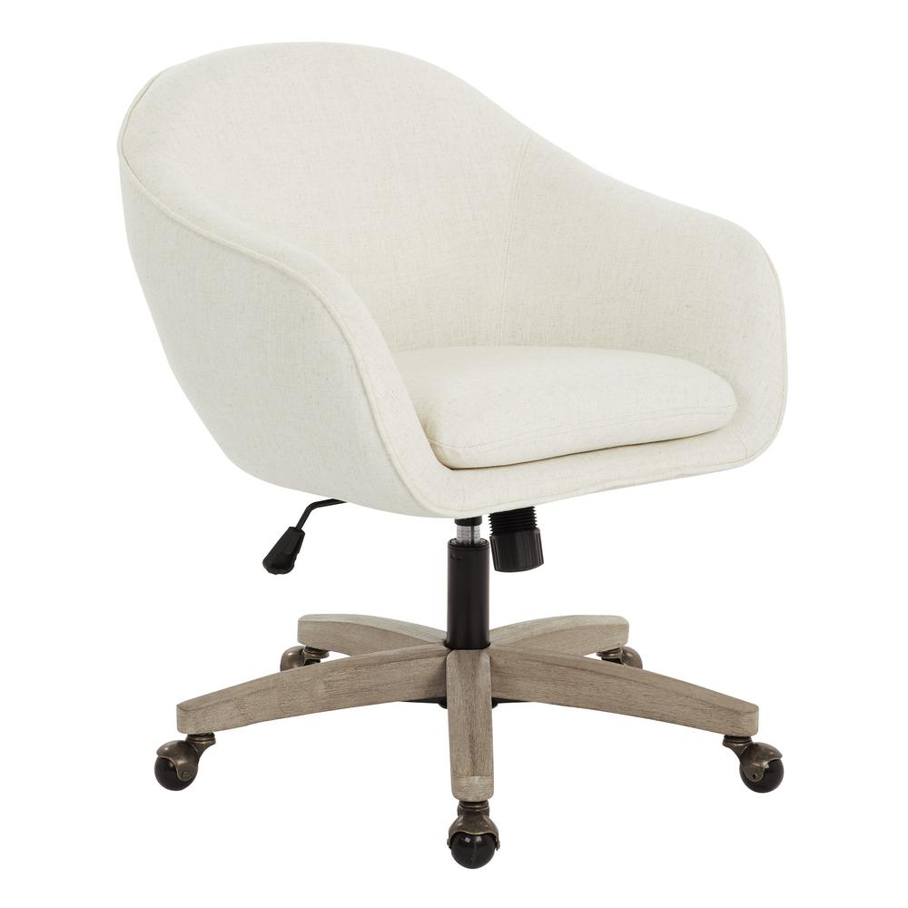 Nora Office Chair in Linen Fabric with Grey Brush Wood Base KD