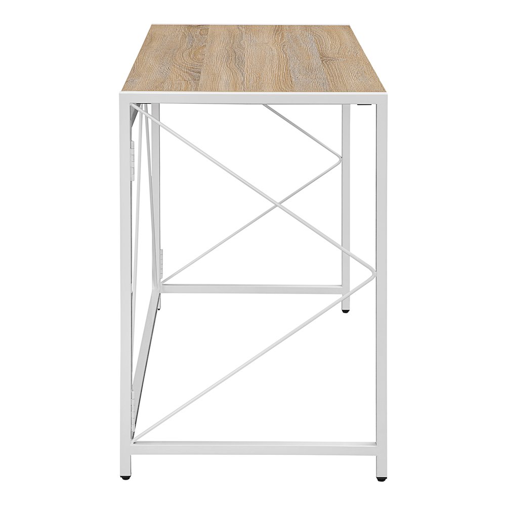 Ravel Tool-less Folding Desk with River Oak Top and White Frame