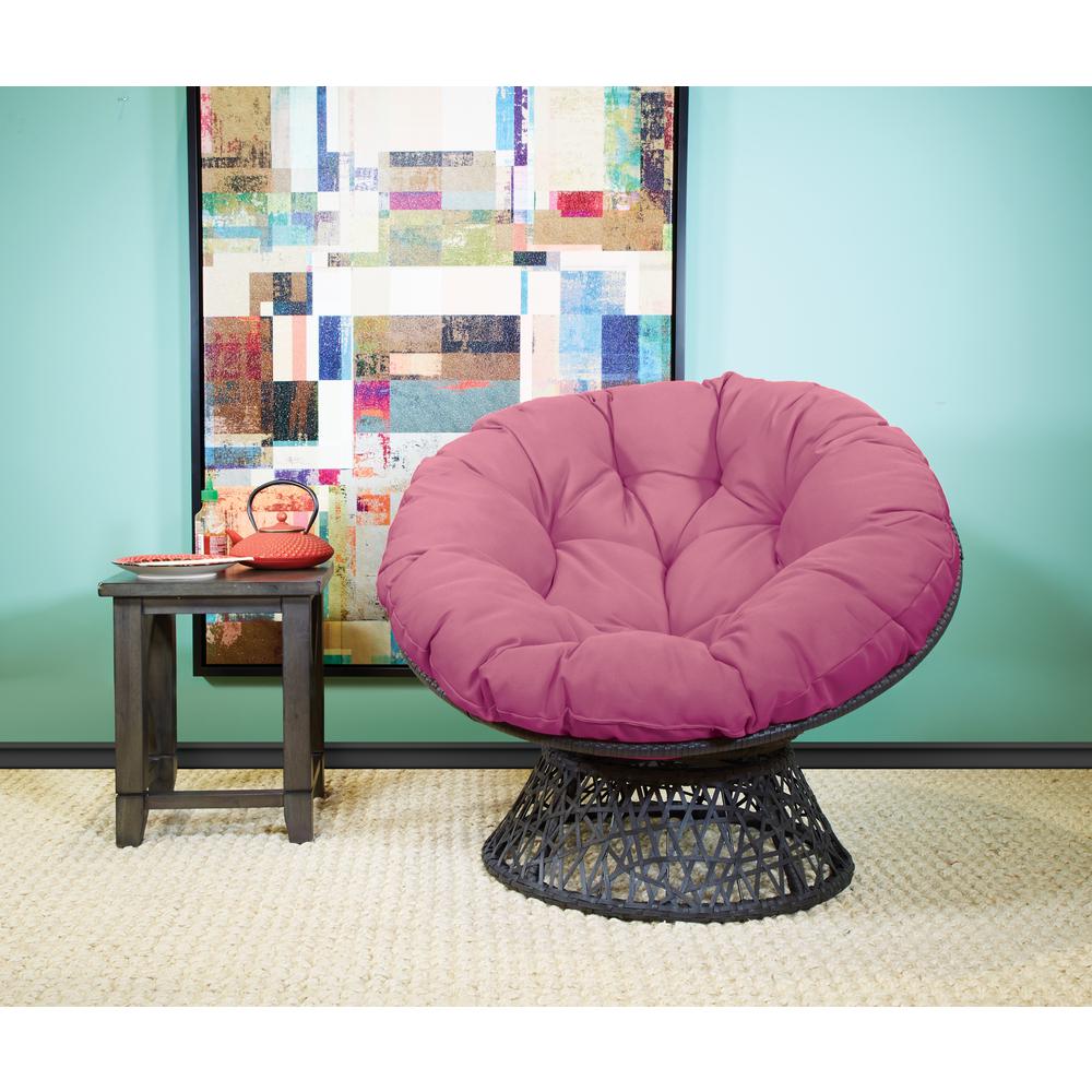Papasan Chair with Purple cushion and Dark Grey Wicker Wrapped Frame