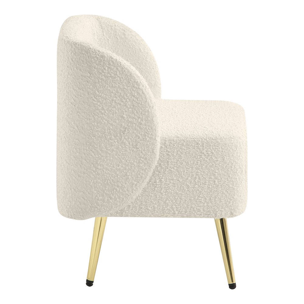 Abrina Vanity Chair in Textured Cream Fabric with Gold Legs