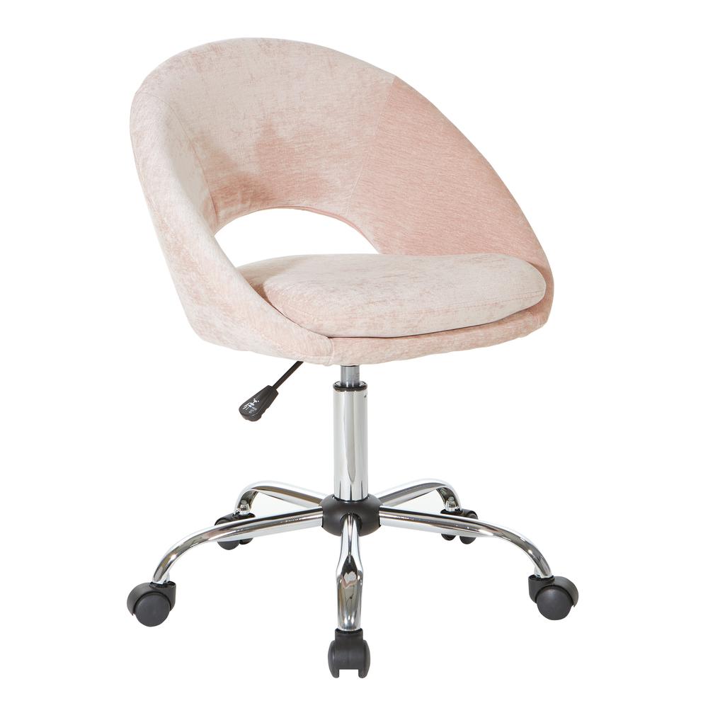 Milo Height Adjustable Home Office Chair in Durable Micro-Fiber Blush Velvet