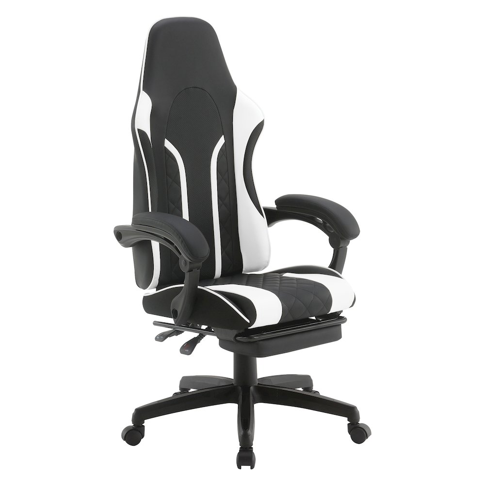Expanse Gaming Chair  With Footrest in White Fabric
