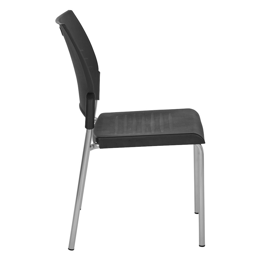 Straight Leg Stacking Chair With Black Plastic Seat & Back