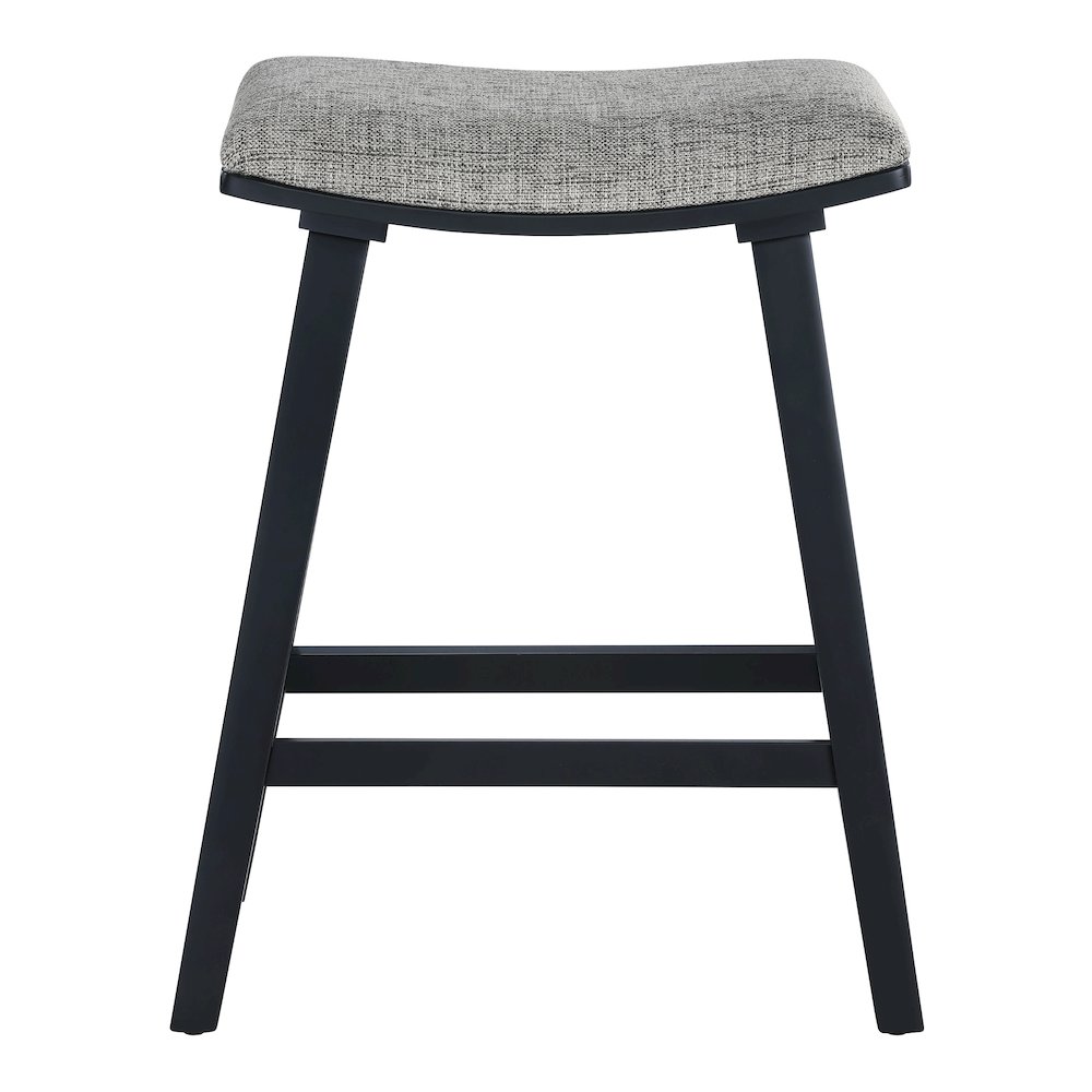 Coley 24″ Saddle Stool 2-Pack With Graphite Fabric Seat And Black Wash Frame