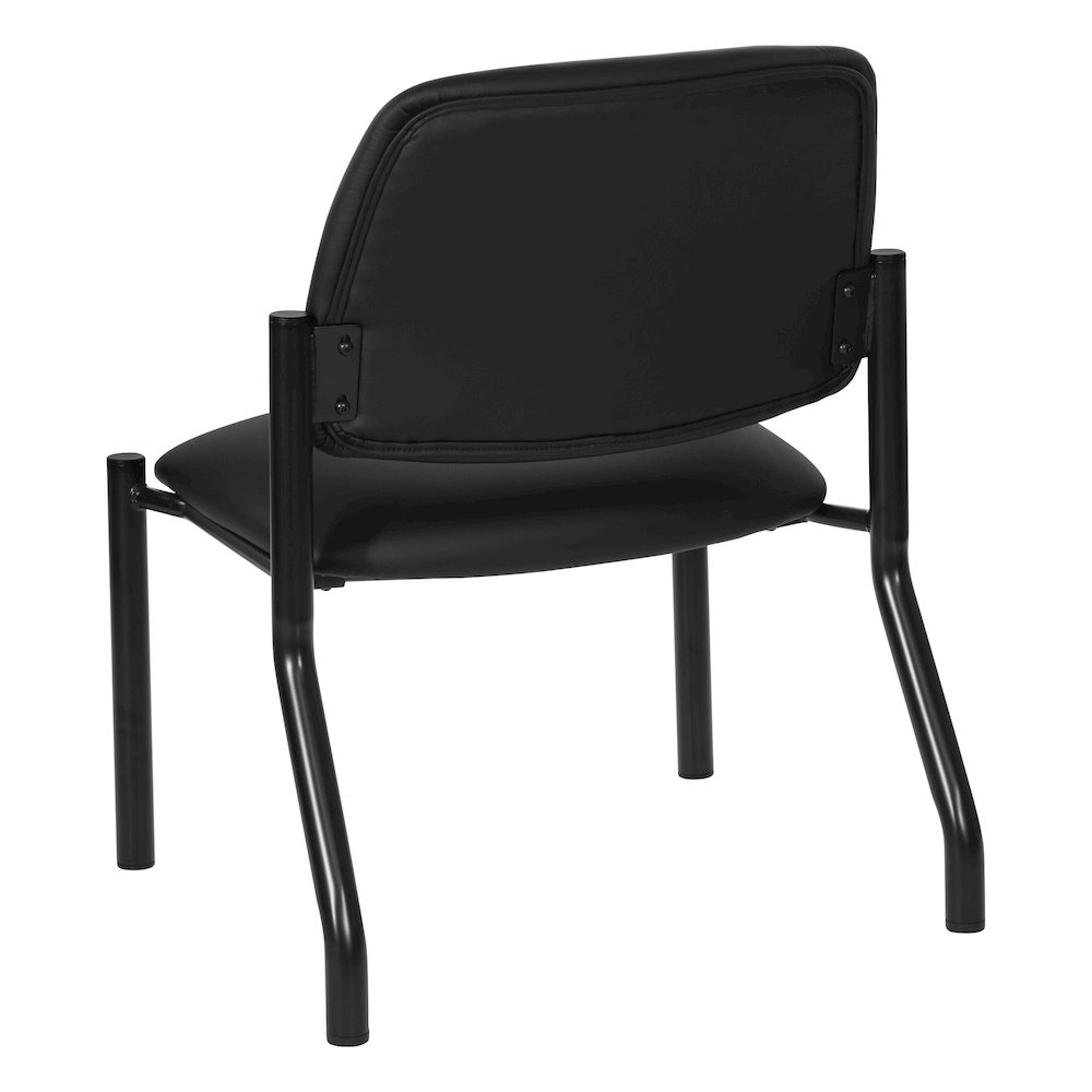 Big & Tall Armless Guest Chair in Dillon Black Fabric with Black Metal Frame